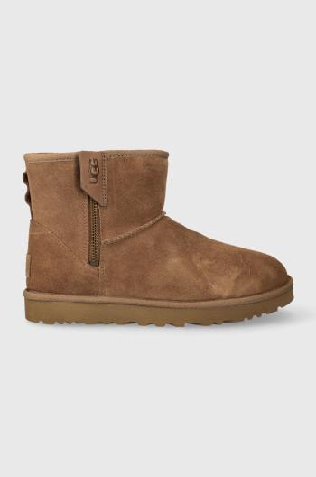 Semišové sněhule UGG Classic Mini Bailey Zip hnědá barva, 1151230