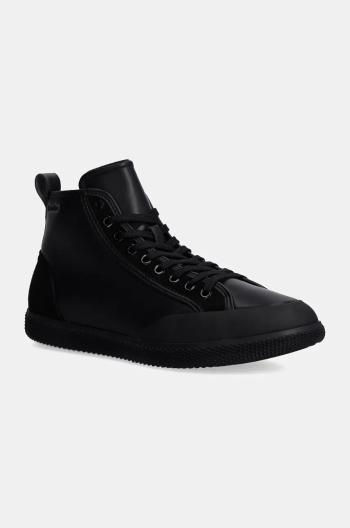 Kožené sneakers boty Calvin Klein HIGH TOP LACE UP černá barva, HM0HM01586