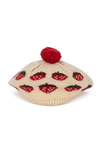 Dětský baret s příměsí vlny Konges Sløjd BELOU KNIT BERET béžová barva, KS101893