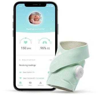 Bébiőr Owlet Smart Sock 3 - világoszöld