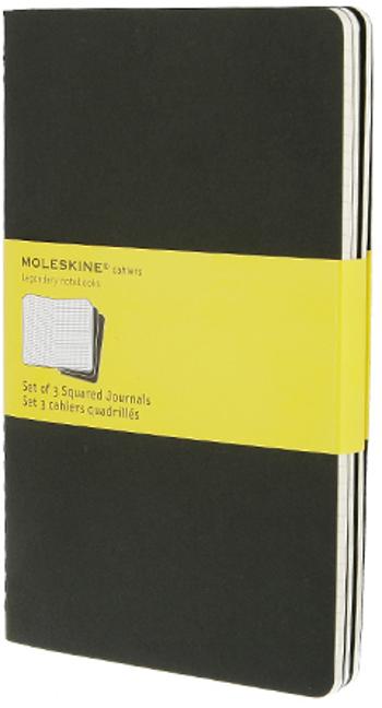 Moleskine Sešity 3 ks černé L, čtverečkované