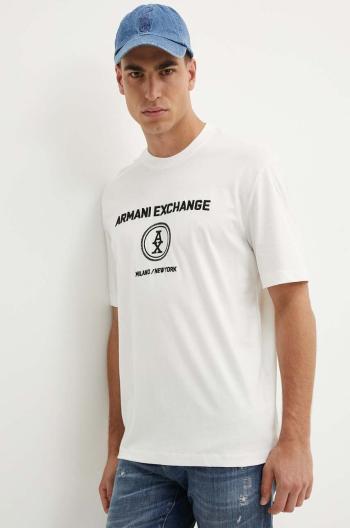 Bavlněné tričko Armani Exchange bílá barva, s aplikací, 6DZTLC ZJ9JZ