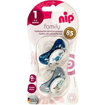 Nip Family silikonové šidítko Whale/Wolf, 2ks (BABYls76nad)