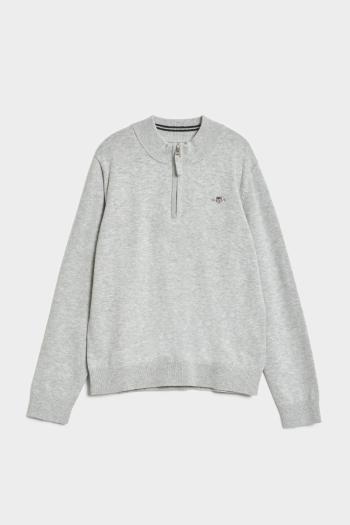 SVETR GANT SHIELD COTTON HALF ZIP LIGHT GREY MELANGE