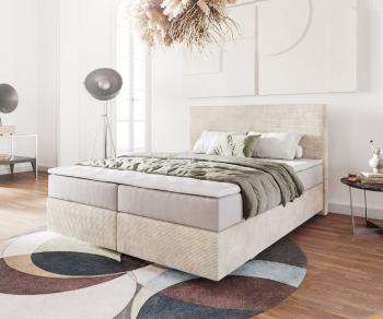 Boxspring postel Dream-Well 160x200 cm manšestr béžová