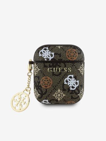 Guess PU 4G Peony Charm Pouzdro pro AirPods 1/2 Brown Tok Lila