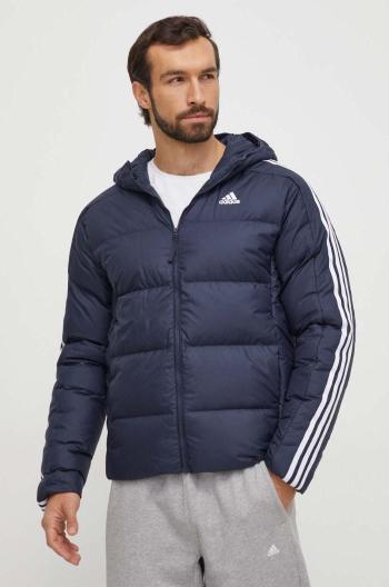 Péřová bunda adidas pánská, tmavomodrá barva, zimní