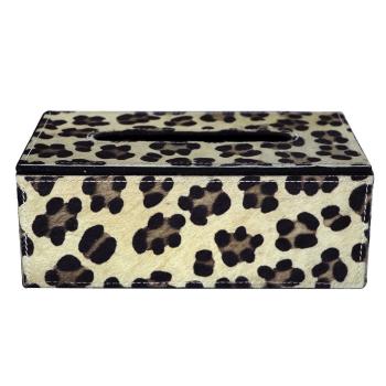 Kožený zásobník na papírové kapesníky Leopard - 25*14*9 cm MHLPTB