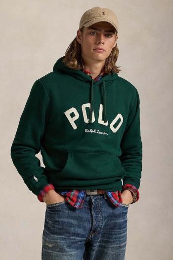 Mikina Polo Ralph Lauren pánská, zelená barva, s kapucí, s potiskem, 710952040