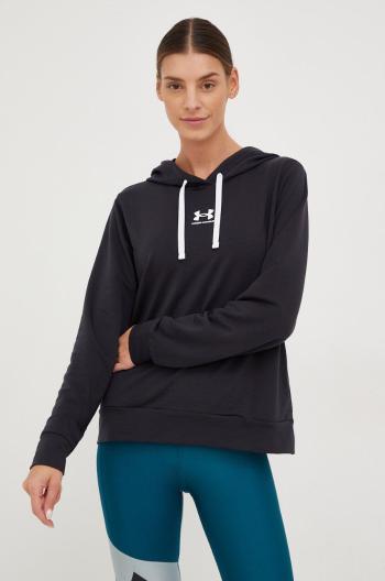 Mikina Under Armour dámská, černá barva, s kapucí, s potiskem