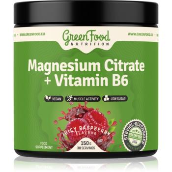 GreenFood Nutrition Magnesium Citrate + Vitamin B6 prášek pro podporu normální činnosti nervové soustavy, svalů, zubů a snížení míry únavy příchuť Jui