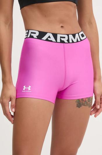 Tréninkové šortky Under Armour Authentics fialová barva, s potiskem, medium waist