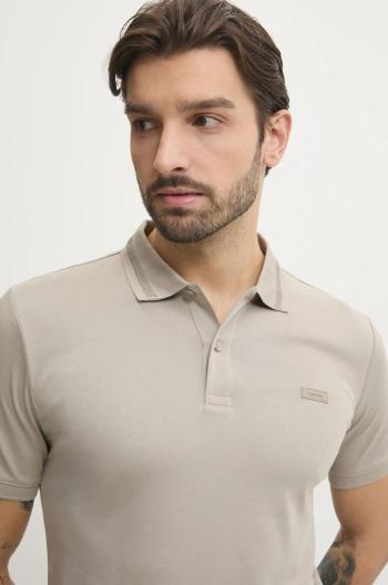 Bavlněné polo tričko Calvin Klein béžová barva, K10K113833