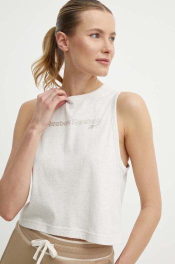 Bavlněný top Reebok béžová barva, 100075407