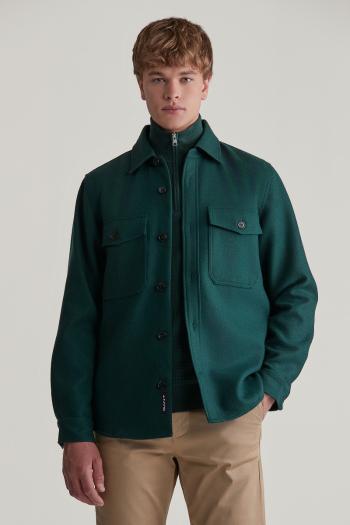 KOŠILE GANT WOOL BLEND OVERSHIRT TARTAN GREEN