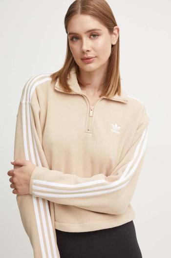 Fleecová mikina adidas Originals Polarf Half Zip béžová barva, s aplikací, IY7267