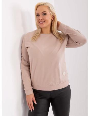 Dámská halenka plus size s žebrovaným lemem AWS béžová  