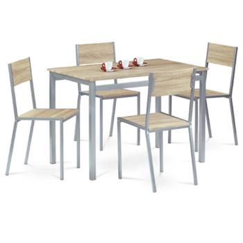 Jedálenský set so 4 stoličkami Autronic stůl - 110x77 cm hnedý MDF HARVEY SON