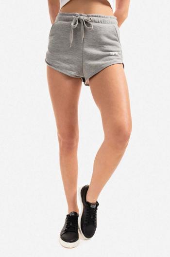 Kraťasy Alpha Industries dámské, šedá barva, melanžové, high waist