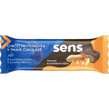 SENS Cvrččí Proteinovka v tmavé čokoládě proteinová tyčinka příchuť Caramel & Peanut Butter 60 g