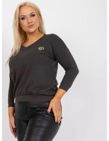 Dámská halenka s výstřihem do V bavlněná plus size BEULA khaki  