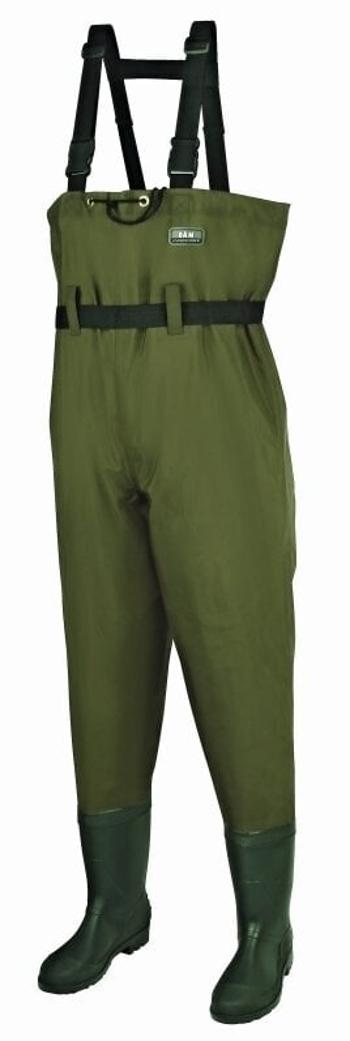 DAM Hydroforce Nylon Taslan Chest Wader Bootfoot Green 46-2XL Rybářské brodící kalhoty / Prsačky