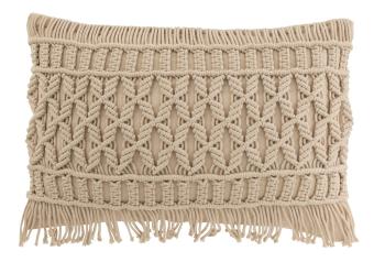 Béžový polštář s drhaným vzorem Macramé Cosy - 47*15*37 cm 23152