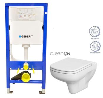 GEBERIT DuofixBasic bez tlačítka + WC CERSANIT CLEANON COLOUR + SEDÁTKO 458.103.00.1 X CN1