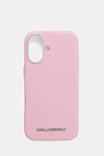 Puzdro na mobil Karl Lagerfeld iPhone 16 ružová farba, KLHMP16SPSAFWMCP