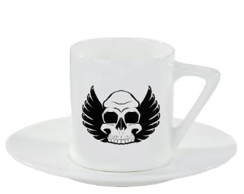 Espresso hrnek s podšálkem 100ml Okřídlená lebka