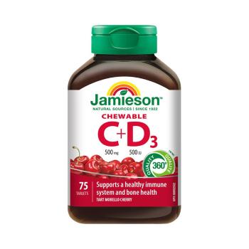 Jamieson Vitamíny C a D3 500 mg/500 IU příchuť třešeň 75 cucacích tablet