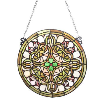 Skleněný kulatý závěsný Tiffany panel - Ø 30*1 cm 5LL-6271