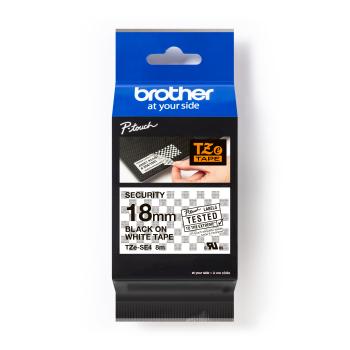 Brother TZe-SE4 Pro Tape, 18mm x 8m, bílý tisk/černý podklad, originální páska