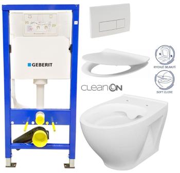 GEBERIT DuofixBasic s bílým tlačítkem DELTA51 + WC CERSANIT CLEANON MODUO + SEDÁTKO 458.103.00.1 51BI MO1