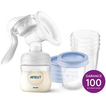 Philips AVENT odsávačka mateřského mléka manuální + VIA 180 ml 5 ks (8710103999416)