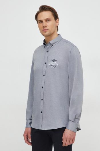 Košile Aeronautica Militare pánská, šedá barva, regular, s límečkem button-down, CA1240CT3263