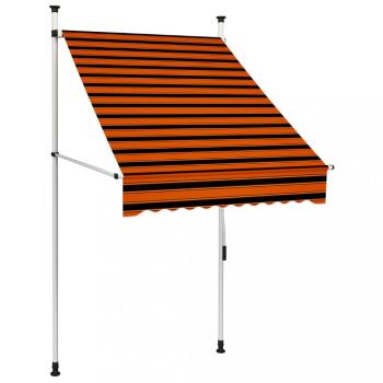 Ručně zatahovací markýza oranžová / hnědá Dekorhome 100 cm