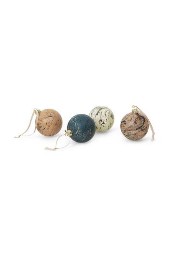 Sada vánočních ozdob ferm LIVING Marble Baubles M 4-pack