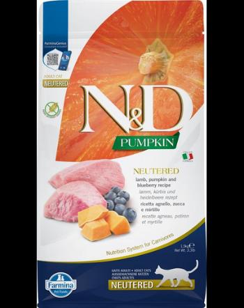 FARMINA N&amp;D Pumpkin Hrana pentru pisici adulte sterilizate sau castrate, cu miel si afine - 1,5 kg