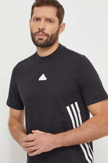 Bavlněné tričko adidas černá barva, s potiskem, IX5196