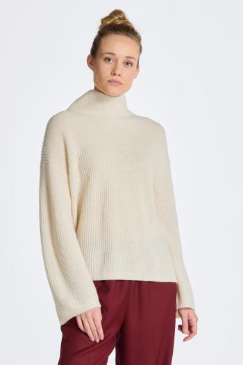 SVETR GANT WOOL RIBBED STAND COLLAR CREAM