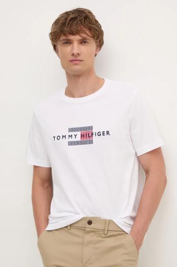 Bavlněné tričko Tommy Hilfiger bílá barva, s aplikací, MW0MW36455