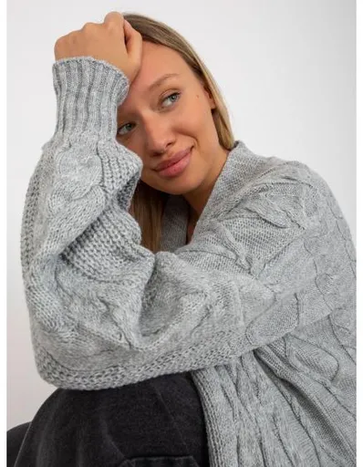 Dámský svetr s kostkami maxi RUE PARIS šedý