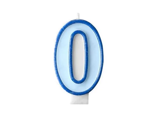 Narozeninová svíčka 0, modrá, 7 cm - PartyDeco