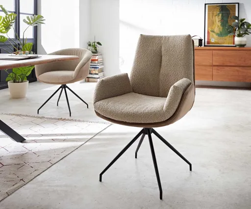 Jídelní židle Clea-Flex béžová křížová podnož kónický černá