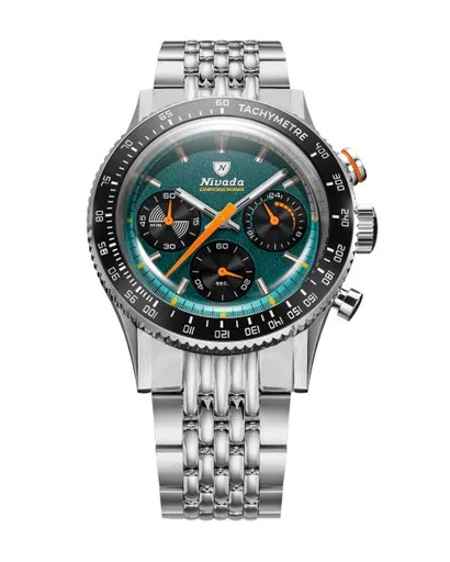Nivada Grenchen Chronoking Mecaquartz Racing Green - Inter. Bezel - Beads of Rice