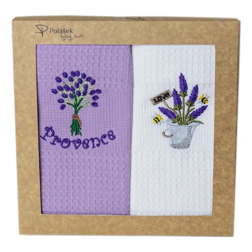 Polášek Vyšívaná vaflová utěrka s motivem - 2 ks - Provence č. 8