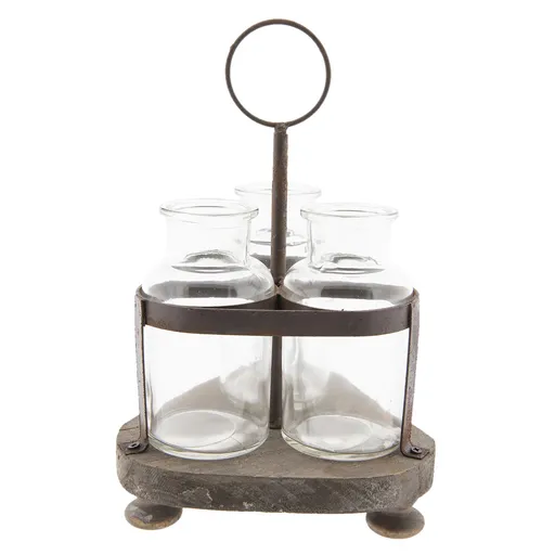 Tři lahvičky ve stojánku - 17*17*27 cm 6Y3318