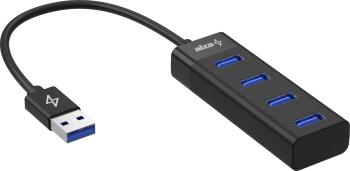 USB Hub AlzaPower Core USB-A (M) - 4× USB-A (F) fekete