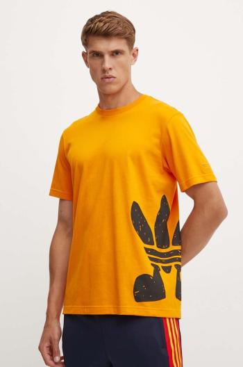 Bavlněné tričko adidas Originals oranžová barva, s potiskem, IX6749